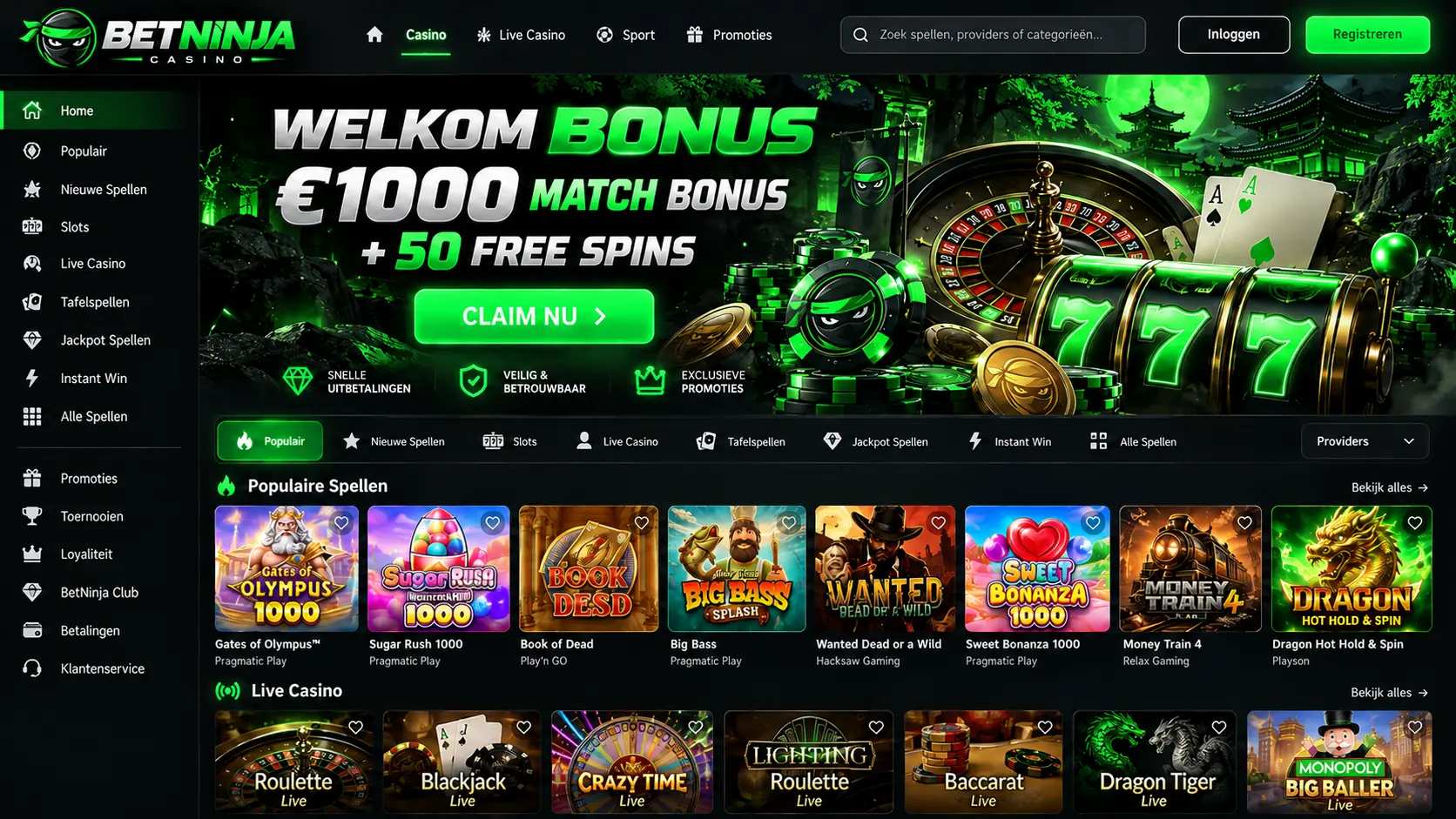 Betninja Casino Nederland: Slots, Live Games en Uitbetalingen image 1