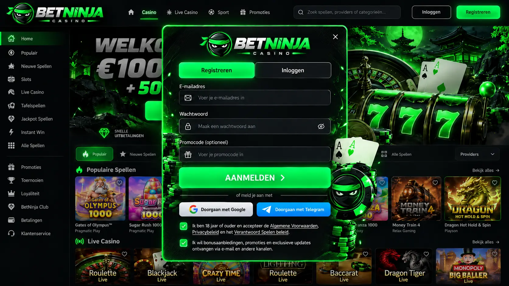 Betninja Casino Nederland: Slots, Live Games en Uitbetalingen image 2