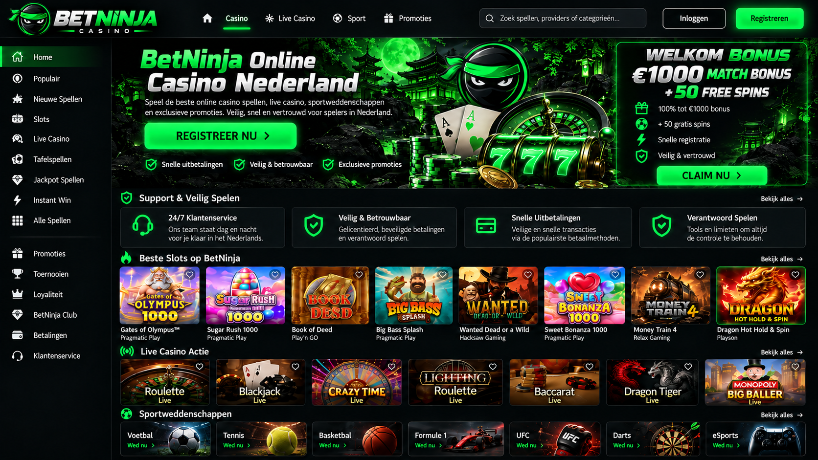 Betninja Casino Nederland: Slots, Live Games en Uitbetalingen image 3